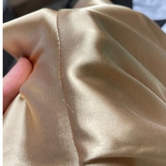 Jessica McClintock Womens Vintage Halter Dress Size 4 Gold Y2K Ruched Drop Waist - Picture 16 of 16